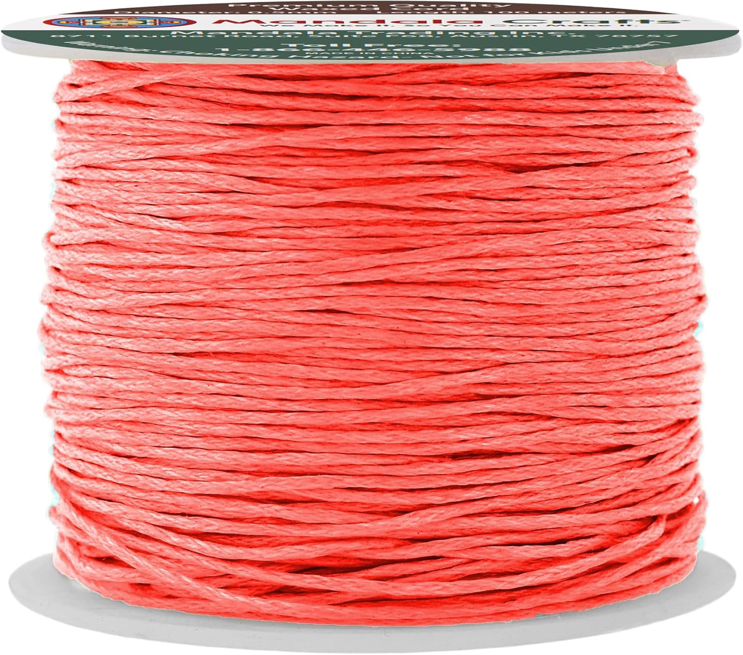 Mandala Crafts 0.5mm 109 Yards Coral Cotton Waxed Cord for Jewelry Making Bracelet Cord Waxed String - Beading String Thread Jewelry Cords for Necklaces String