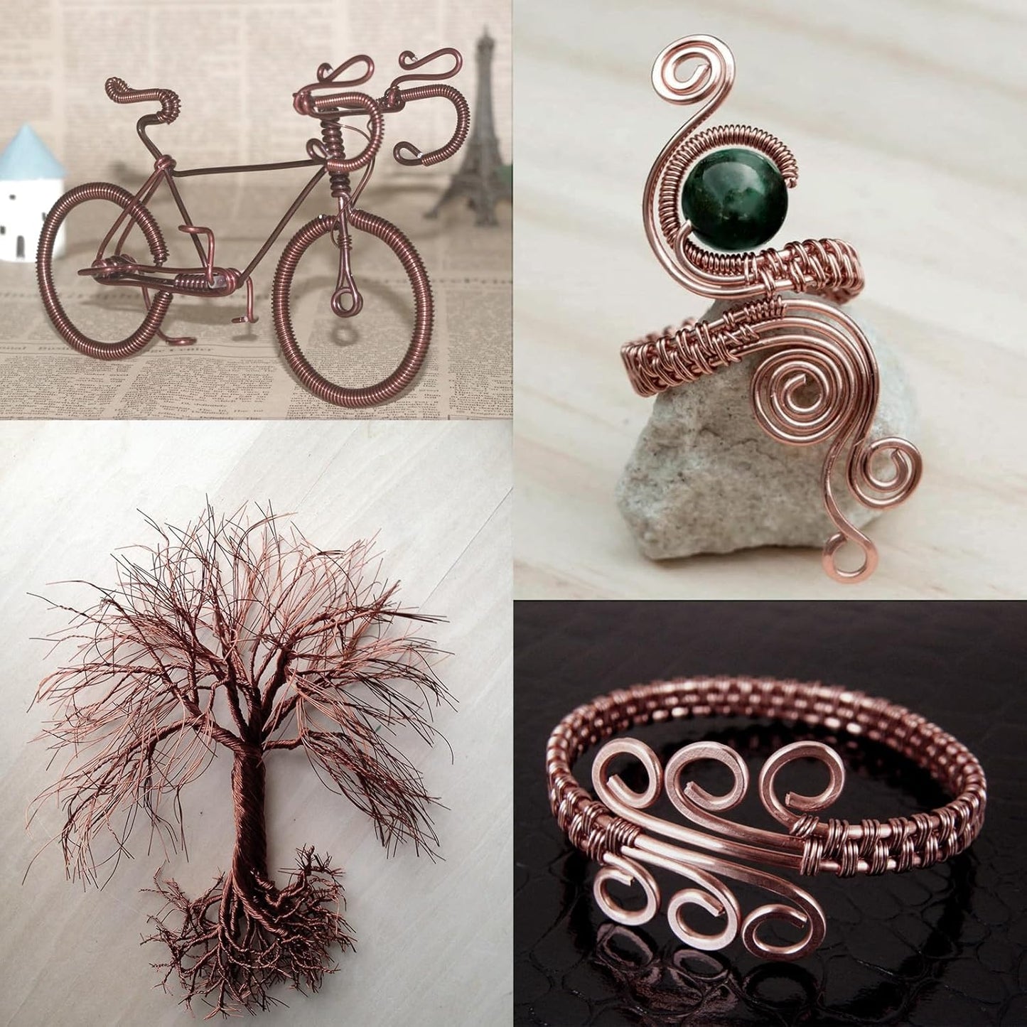 Aluminum Craft Wire, 95 Feet 2.0mm/ 14 Gauge Brown Bendable Soft Metal Aluminum Wire Roll Bulk for DIY Crafts Sculpting Jewelry Making