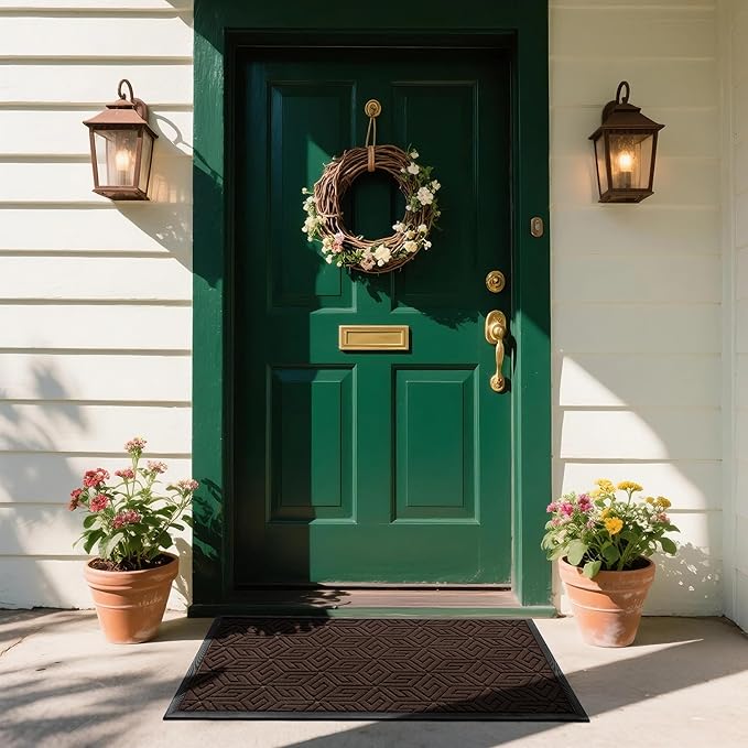 Yimobra Large Door Mat 36x24, All-Weather Waterproof Outdoor Mats for Front Door, Non Slip Rubber Doormat for Patio Proch Outside Entryway Indoor, Brown