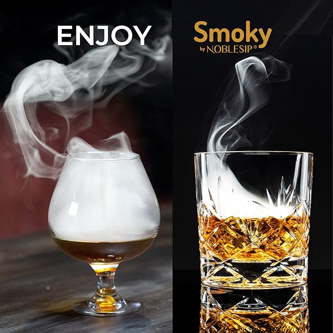 Cocktail Smoker Kit with Bar Stand Smoky Pro with Torch and Selected Wood Chips. All You Need in 1 Set to Smoke Your Whiskey, Bourbon, Scotch, Old Fashioned. A Great Home bar ChristmasGift