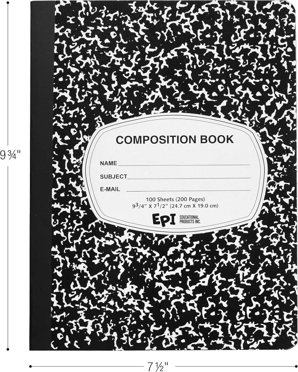 EPI Marble Hardcover Wide Ruled Composition Notebook | 200 Pages (100 Sheets), 9.75 x 7.5 in, Sturdy Sewn Binding | School, Office, Journaling, Notes - 4 Pack