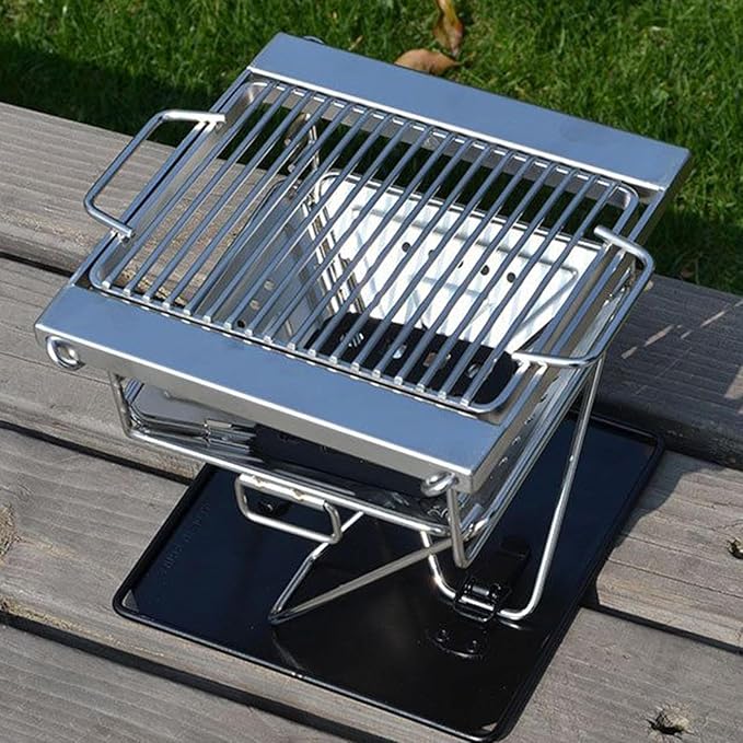 Portable Grill | Stainless Steel Folding Cooking Accessories | Small Charcoal Grill - for Hiking Picnics Tailgating Park Party Garden Cooking Picnics