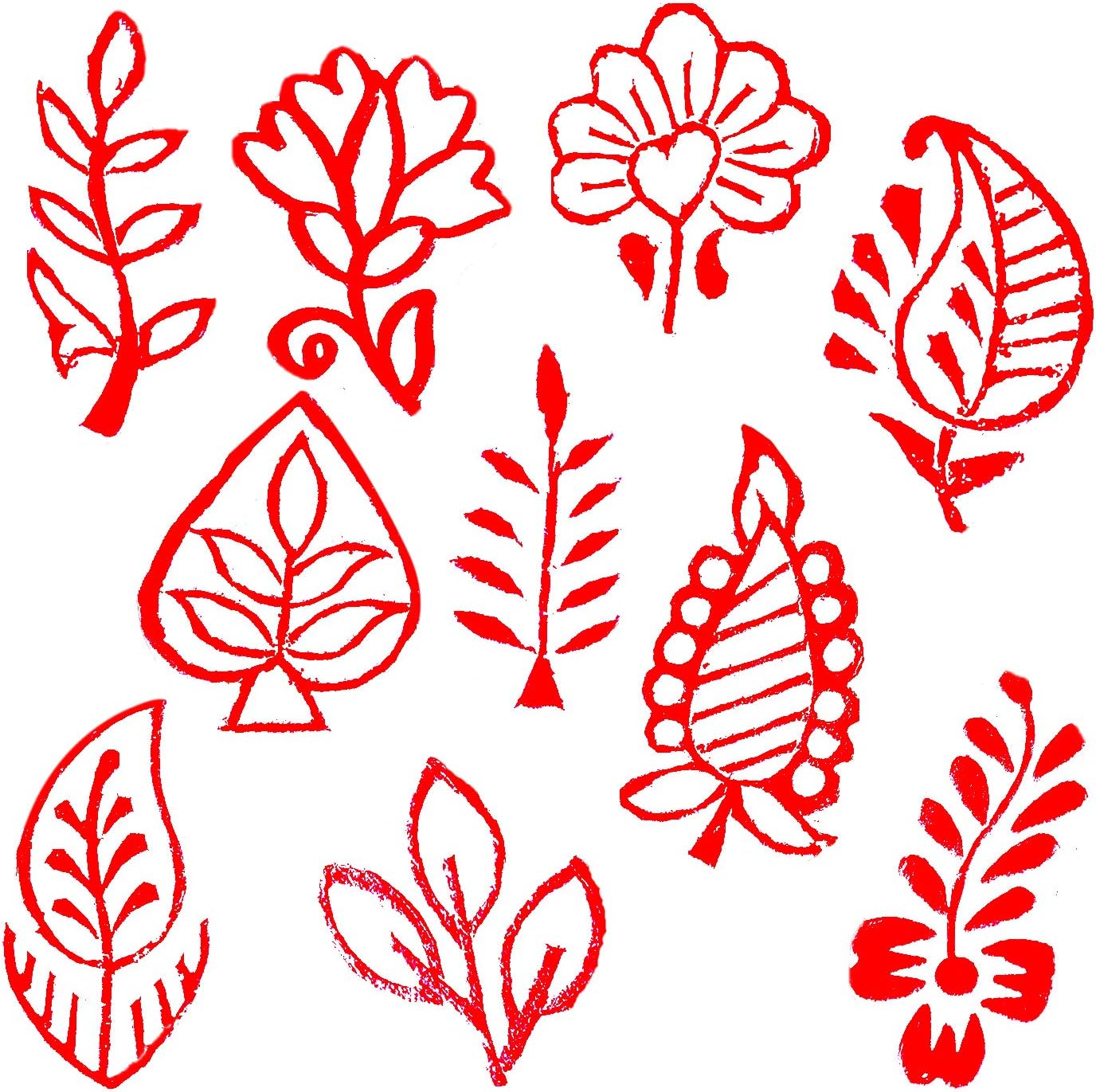 Royal Kraft Assorted Wooden Printing Stamps (Set of 10) - DIY Henna Fabric Textile Paper Clay Pottery Blocks Htag2189