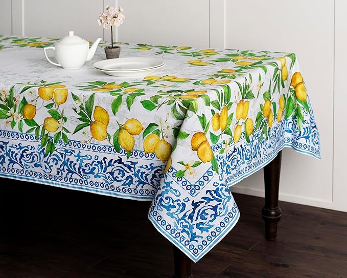 Maison d' Hermine Table Cloth Rectangle Table 100% Cotton 60 x 108 Inches Tablecloth Reusable Decorative Everyday Use for Dining Room, Farmhouse, Home, Party, Festive & Wedding Spring Summer - Cedrat