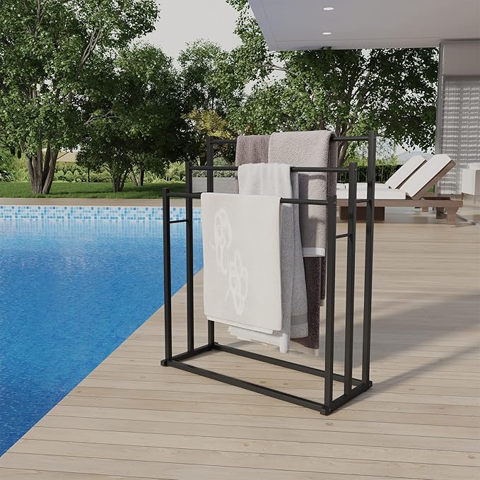 Honiter Towel Racks for Bathroom, 3 Tier Free Standing Towel Rack, Blanket Drying and Display Rack for Oversized Bath Towels Bathroom Accessories, Next to Tub or Shower