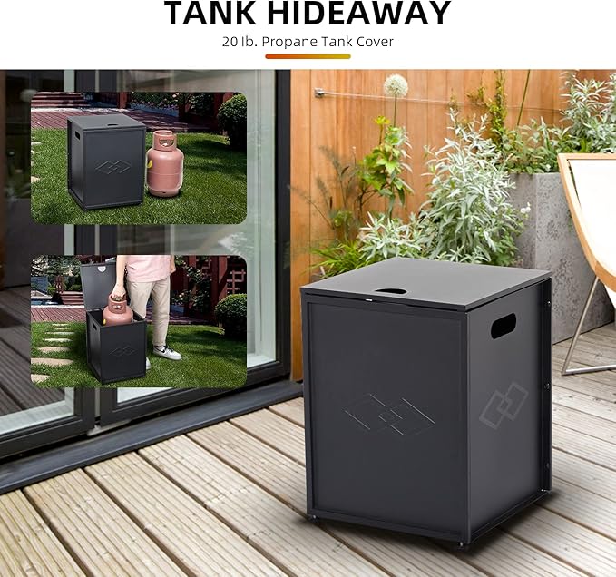 Propane Tank Cover Table with Storage Sides, Dual Function Table and Cover for Patio or Garden,for Gas Fire Pits, Fits 20-Pound Tanks