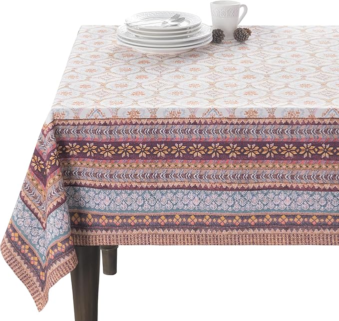 Maison d' Hermine Table Cloth Rectangle Table 100% Cotton 60 x 108 Inches Fall Tablecloth Reusable Everyday Use for Thanksgiving Christmas Decorations Dining Farmhouse Party (Fair Isle)
