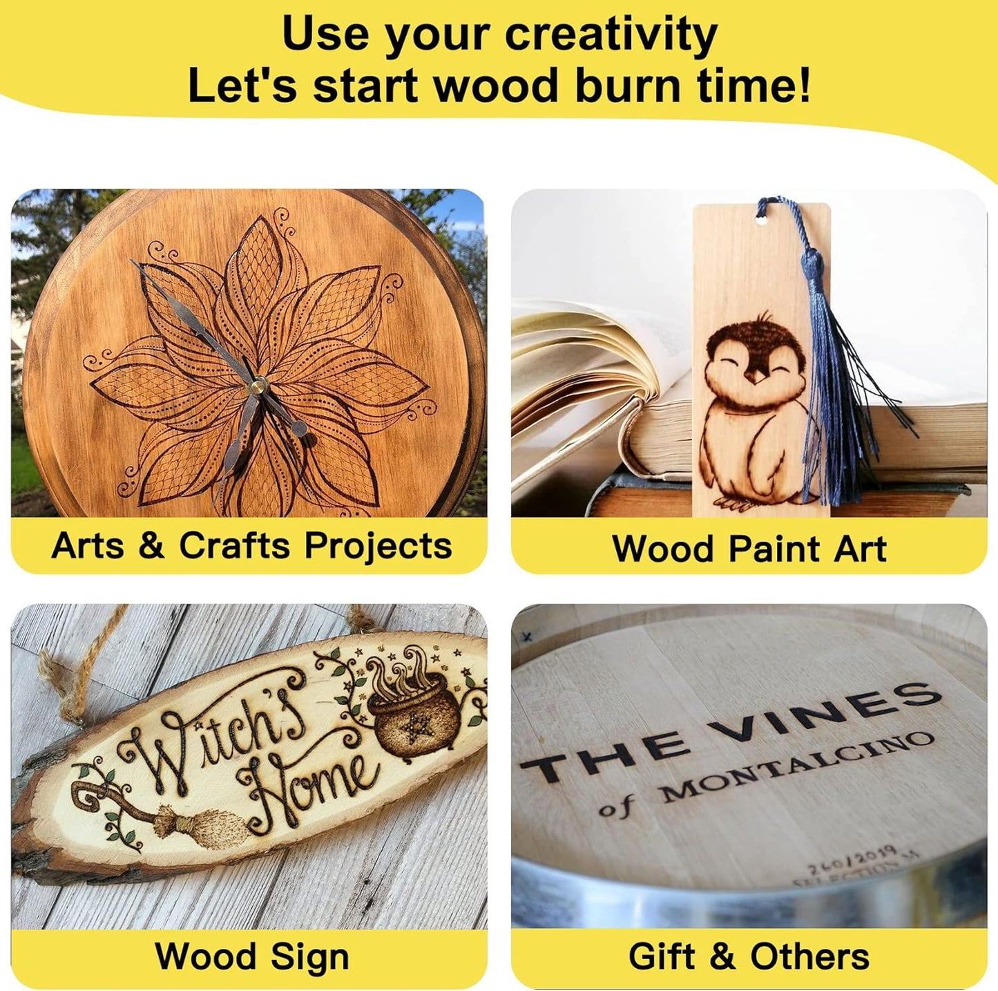 Teexpert Wood Burning Gel Pen Kit, 4 OZ Paste, 2 Double-Sided Scorch Pens, 4 Tips, Squeegee, Sandpaper for DIY Heat Sensitive Wood Crafts Suitable for Artists & Beginners