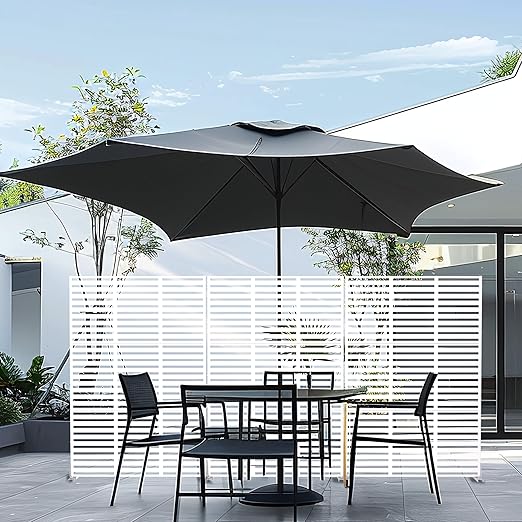 Casaphoria Metal Privacy Screen Outdoor, 72" H x 47" W Freestanding Decorative Privacy Screen for Patio Deck Balcony Garden with Stable Base, White Adams