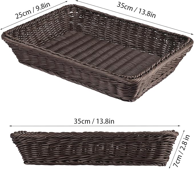 5 PCS 13.8x9.8 Inch Wicker Bread Basket, Woven Serving Basket, Tabletop Food Serving Basket for Restaurant, Bakery, Family Party, Hotel Serving, Fruits, Vegetables and Snacks, coffee