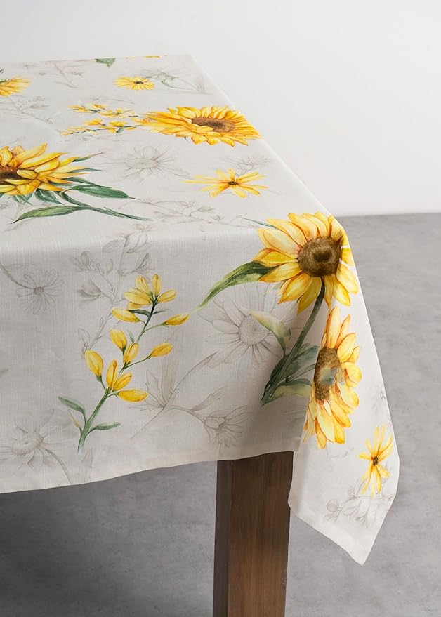 Maison d' Hermine Table Cloth Rectangle Table 100% Cotton 70 x 90 Inches Tablecloth Reusable Decorative Everyday Use for Dining Room, Farmhouse, Home, Party, Festive & Wedding Spring Summer - Candice