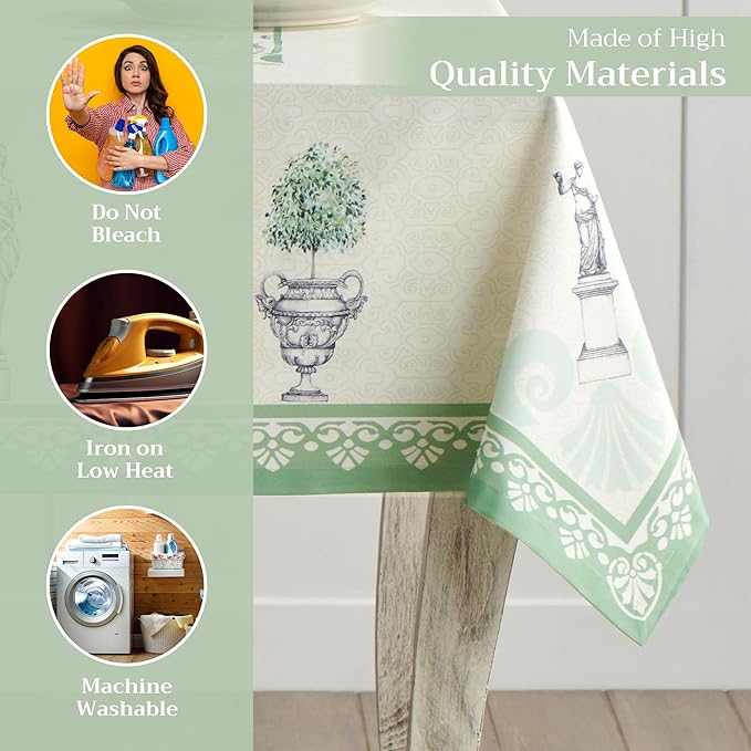 Maison d' Hermine Table Cloth Rectangle Table 100% Cotton 60 x 108 Inches Tablecloth Reusable Decorative for Dining Room, Farmhouse, Home, Party, Festive & Wedding Spring Summer - Jardin Du Roy