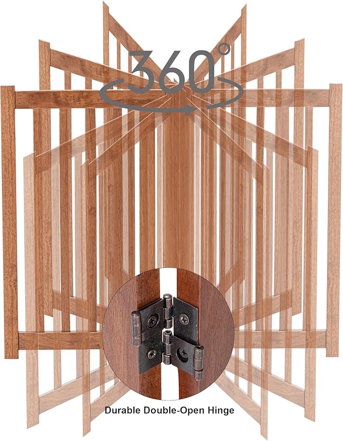 LZRS Freestanding Dog Gate 30 inch Tall - 3 Panels Solid Wooden Pet Gate for Doorways, Stairs & Hallways, Expandable & Foldable with Support Feet，Indoor Use,Oak