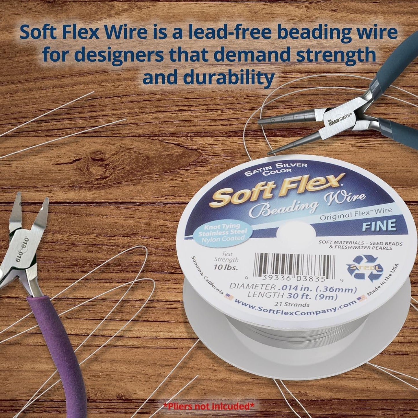 Soft Flex 21 Strand Beading Wire - Fine 0.14 Diameter - 30 Feet Design Wire