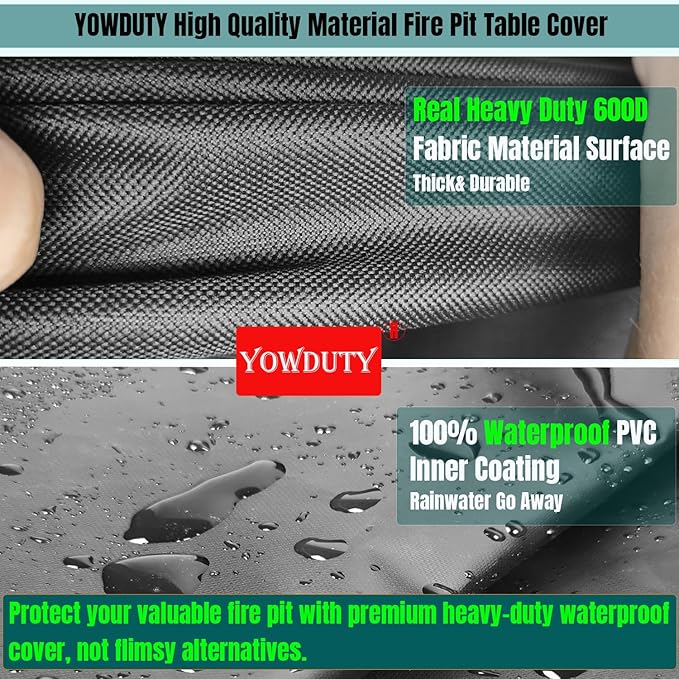 Round Propane Gas Fire Pit Cover 36 x 24 Inch, Waterproof Heavy Duty 600D Round Outdoor Fireplace Cover 36 inch, All-weather Protection For Patio Firepit / Fire Bowl 34/35/36 inch