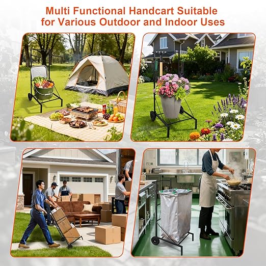 Metal Leaf Bag Holder, 50-55 Gallon Adjustable Trash Bag Holder, Height Added Design Garbage Bag Trolley with wheels,Trash Bag Holder Stand Suitable for Yard and Lawn Cleaning, Camping, and Gathering