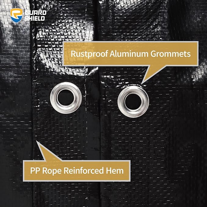 GUARD SHIELD Black Tarp Waterproof 20x20 Feet Medium Duty All Purpose Poly Tarps Cover 7mil