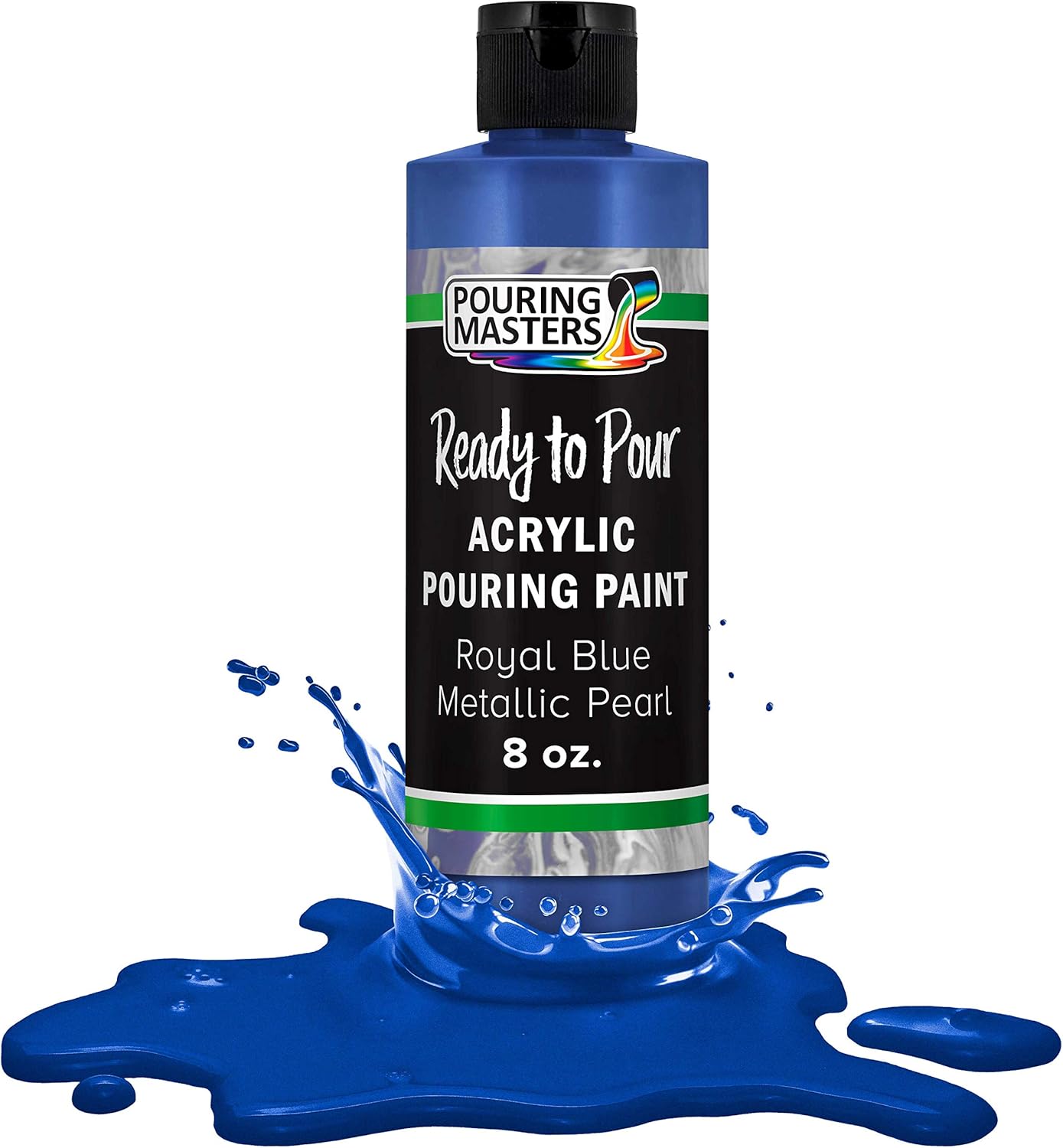 Pouring Masters Royal Blue Metallic Iridescent Pearl Ready to Pour Acrylic Pouring Paint - Premium 8-Ounce Pre-Mixed Fluid Acrylic Paint - Fluid Art Supplies for Canvas, Wood, Paper, Tile & Rocks