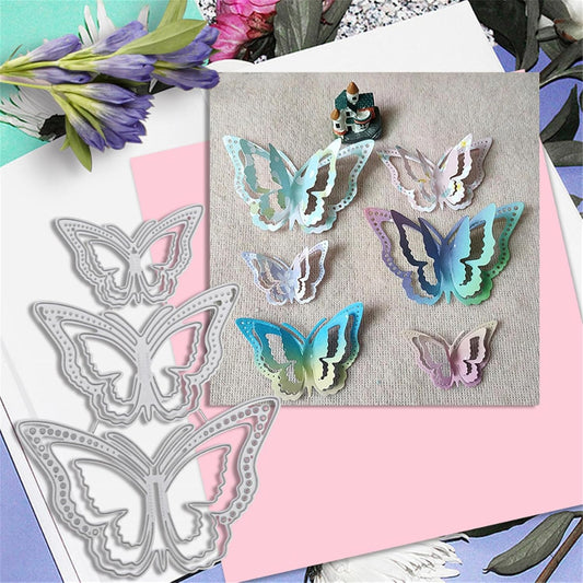 Cutting Dies Metal Stencils Scrapbooking Tools DIY Embossing Template for Paper Card Making Album Arts Crafts Supplies (3D butterfly-9x12.6cm)