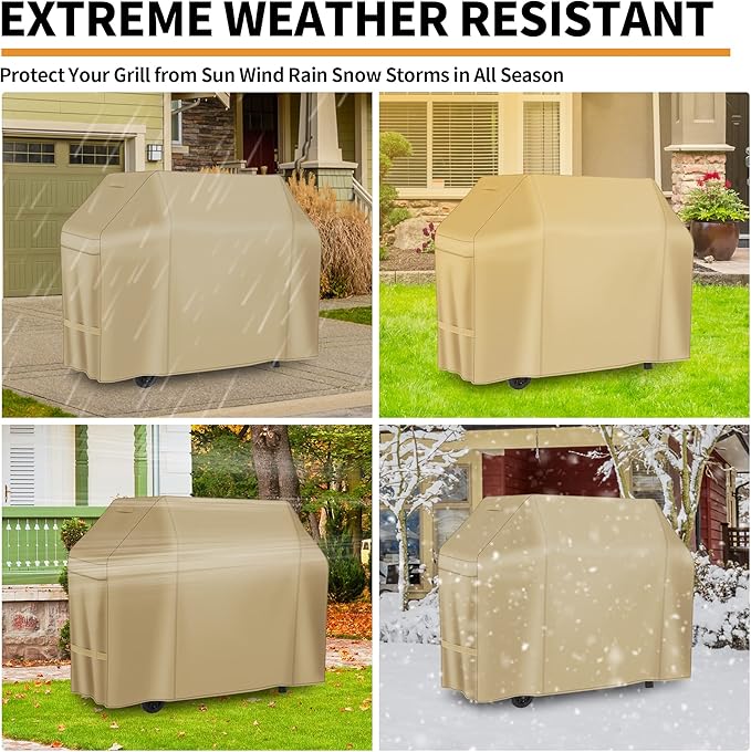 NEXCOVER Barbecue Gas Grill Cover - 60 Inch Waterproof BBQ Cover, Heavy Duty, Fade & Weather Resistant, Fits Weber, Brinkmann, Char Broil, Holland