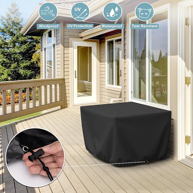 Fire Pit Table Cover for Outland Living 401/403 Outdoor Propane Gas Fire Table, 44 Inch Heavy Duty Waterproof Rectangular Fire Pit Cover, Black