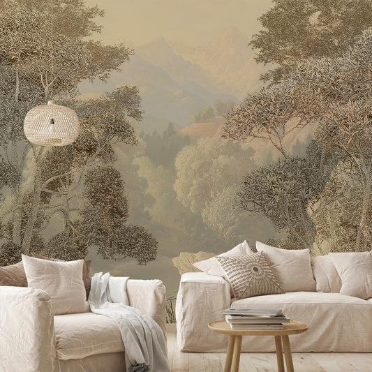 AFZEVEB-Tropical Jungle Wallpaper Landscape Tree Wall murals for Bedroom 136"x96"(Not Peel and Stick)