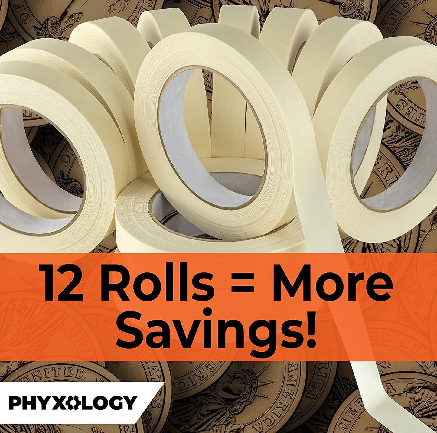 3/4 in Pro-Grade Masking Tape. 60 Yard 12 Pack = 720 Yards of Multi-Use, Easy Tear Tape. Great for Labeling, Painting, Packing and More. Adhesive Leaves No Residue.