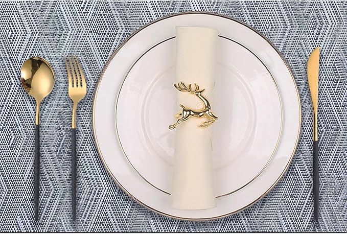 Elegant Placemats Set of 8, Plastic Heat-Resistant Non-Slip Vinyl Place Mats Washable Easy to Clean 18"x12" Placemats for Indoor Outdoor Table Decor (Grey)