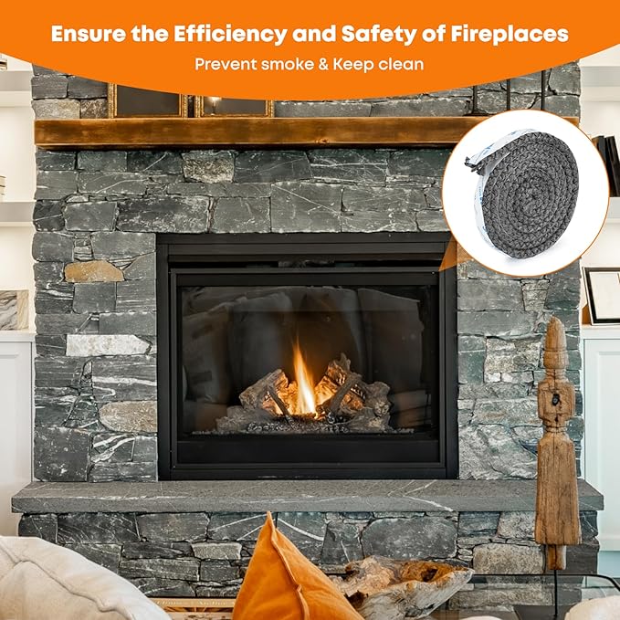 Stanbroil Stove Gasket Tape - 5/8" Width, 3/8" Thick, 72" Length Self Adhesive Flat for Stoves and Fireplaces - High Temperature Fiberglass
