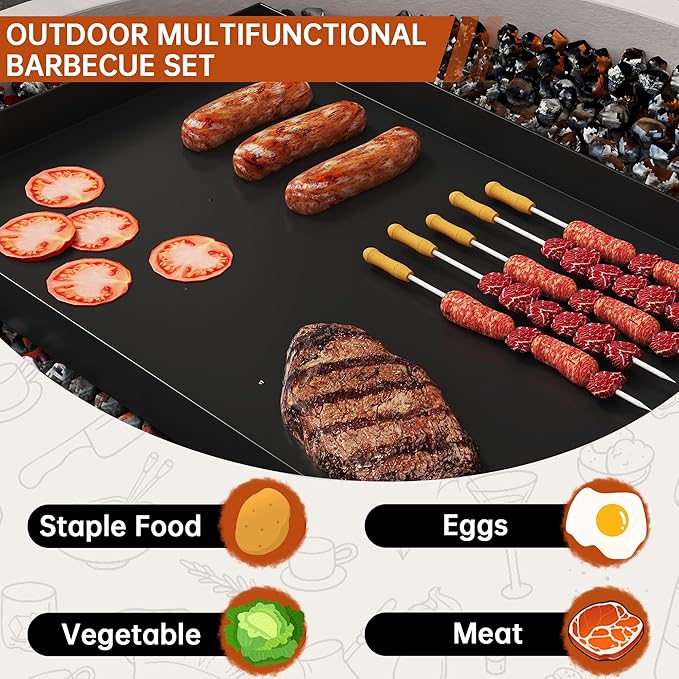 ABSCONDO Height-Adjustable Campfire Grill grate, Swivel Fire Pit Grilling Grate, Heavy Duty Portable Over Fire Cooking Grate with Handbag for Outdoor Camping Hiking Backpacking and Family Gatherings