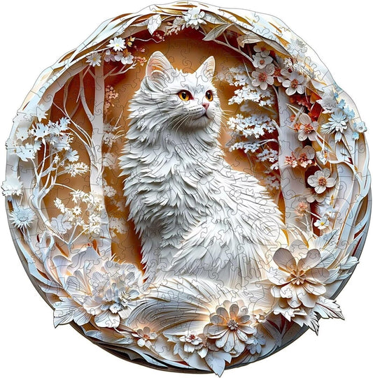 Wooden Puzzles Adults, 3D Cats Wooden Puzzles 300 Pieces, Unique Animal Shaped Wood Challenging Jigsaw Puzzles Gifts for Adults, 13.4x13.4in