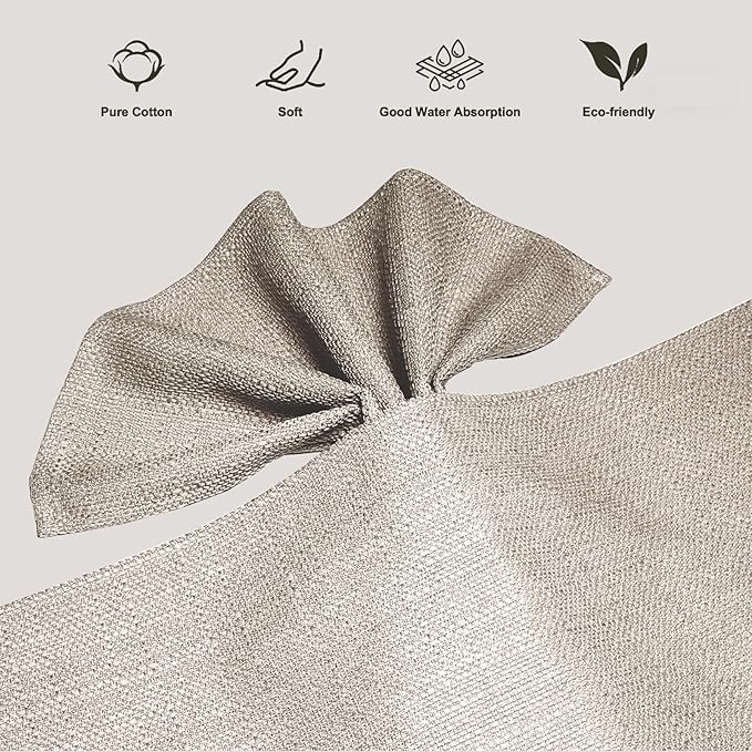 BALCONY & FALCON Cloth Napkins Set of 12 Washable Linen Napkins Absorbent Wrinkle-Free Fabric Napkin Bulk for Dinner Wedding Party Easter Thanksgiving Christmas Banquet (Beige 17.7"x17.7")
