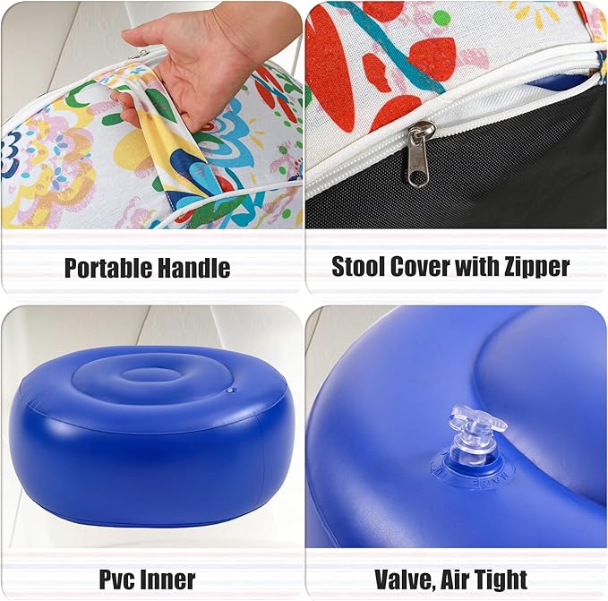 UPWELL Waterproof Inflatable Outdoor Ottoman Pouf,Portable Patio Footrest, Durable & Stylish, Perfect for Garden, Pool, Camping & Home Use - D20 xH9（ZenBase）