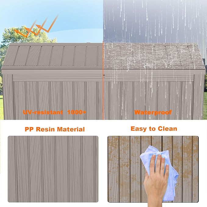 180 Gallon Resin Deck Box, Lockable Patio Outdoor Storage Box for Furniture, Garden Tools and Tools Storage, Waterproof Outside Storage Boxes - Grey
