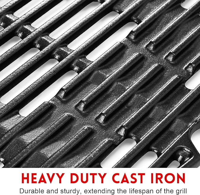 GGC 7645 7583 Grill Grates for Weber Q220 Q200 Q2000 Q2400 Q260 Gas Grills, 21.5" x 15.3" Cast Iron Cooking Grates for Weber 396000 396001 53060001, 2PCS Replacement Parts for Weber Baby Q
