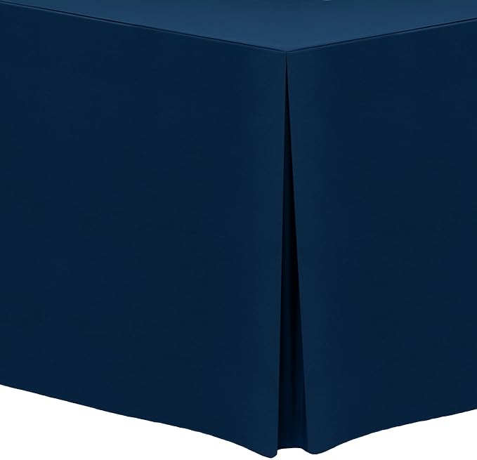 Ultimate Textile 5 ft. Fitted Polyester Tablecloth - Fits 30 x 60-Inch Banquet and Folding Rectangular Tables - 42" H, Navy Blue