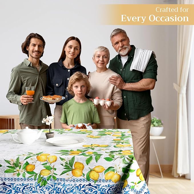 Maison d' Hermine Table Cloth Rectangle Table 100% Cotton 54 x 72 Inches Tablecloth Reusable Decorative Everyday Use for Dining Room, Farmhouse, Home, Party, Festive & Wedding Spring Summer - Cedrat