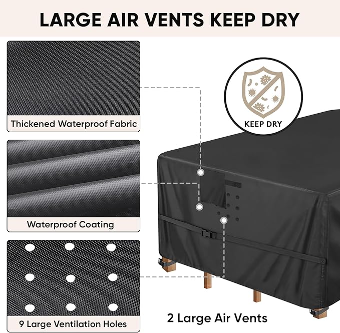 BALEINE Patio Furniture Covers, Outdoor Furniture Covers Waterproof, Heavy Duty Oxford Patio Table Cover for Outdoor Table, Chair, Sofa, Desk (Black 90"L×62"W×28"H)