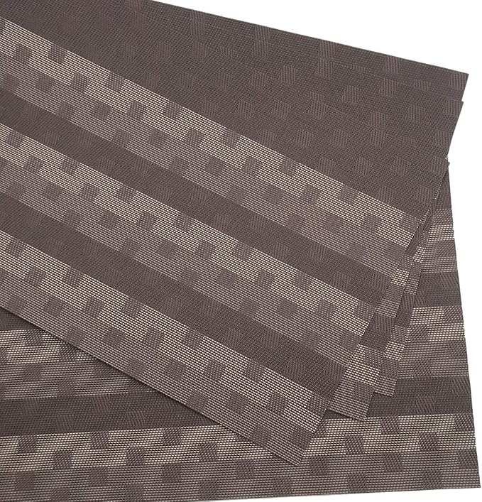 Gugrida Red Placemats 6pcs Placemats PVC Table Mats Woven Vinyl Placemats