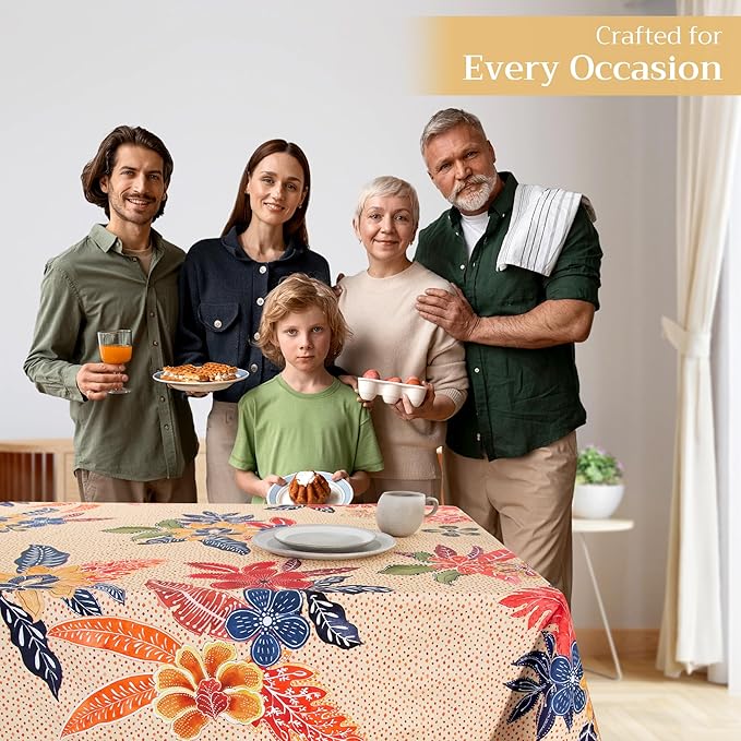 Maison d' Hermine Table Cloth Square Table 100% Cotton 54 x 54 Inches Fall Tablecloth Reusable Everyday Use for Thanksgiving Christmas Decorations Dining Farmhouse Party (Kalahari)