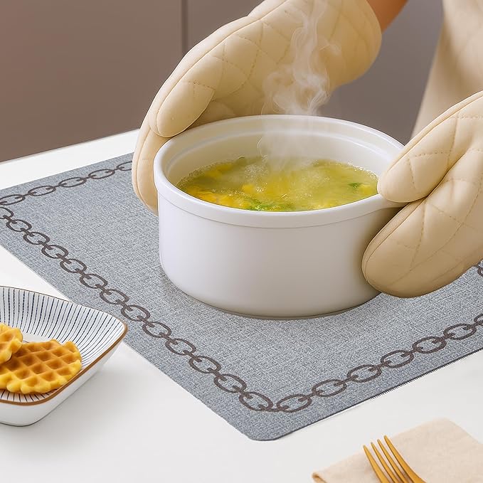 Placemats Set of 6, Heat Resistant & Waterproof Table Mats for Dining, Non Slip Scratch Proof Place Mats for Kitchen, Easy to Clean - Outdoor,Indoor Use（17x12 Inch）
