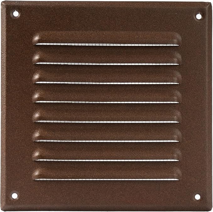 Vent Systems - 5 x 5 Inch (Inner) Pack of 10 Brown Metal Square Soffit Air Vent Grille Cover, Register Vent Deflector Louver Built-in Mesh HVAC for Bathroom Home Office Kitchen 6.5" x 6.5" (Outer)