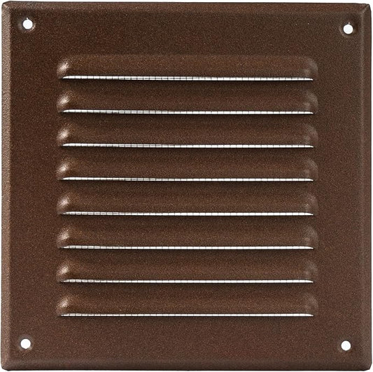 Vent Systems - 5 x 5 Inch (Inner) Brown Metal Square Soffit Air Vent Grille Cover, Register Vent Deflector Louver Built-in Mesh HVAC for Bathroom Home Office Kitchen 6.5" x 6.5" (Outer)