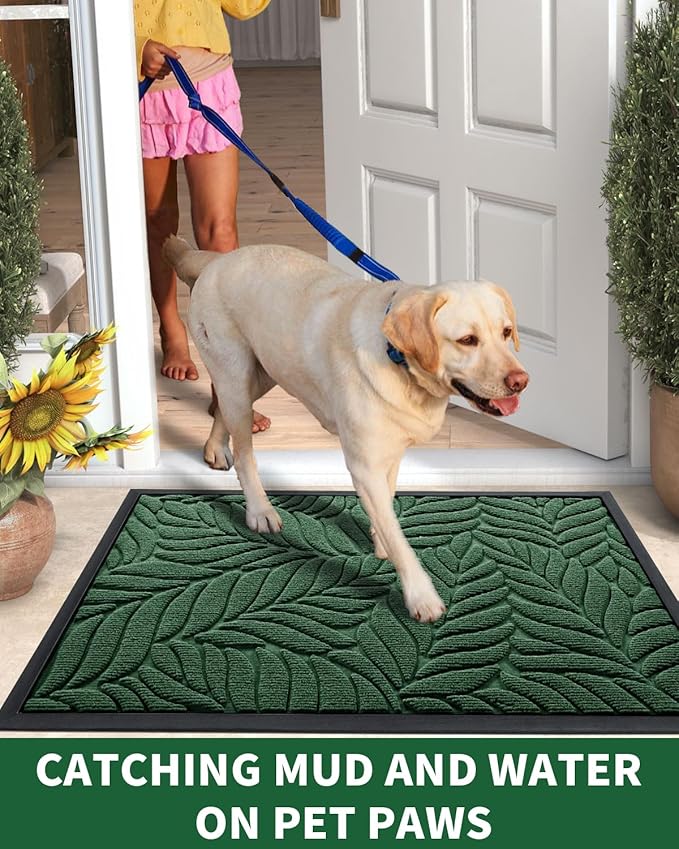Yimobra 60x36 Large Door Mat Outdoor Indoor, All-Season Waterproof Door Mat Outside Entrance, All-Weather Non-Slip Outside Doormat for Garage Patio Entryway, Green