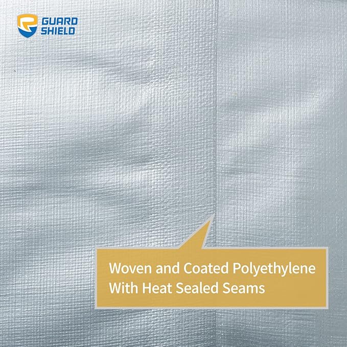 GUARD SHIELD Heavy Duty Tarp 12x24 Feet Silver Multi Purpose Thick Waterproof Poly Tarp Cover 10mil