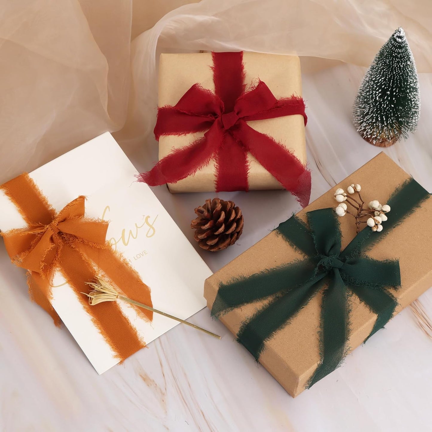 TONIFUL 4 Rolls Light Purple Chiffon Ribbon 1.5" x 5.5 Yards for Gift Wrapping, Wedding Decoration, DIY Crafts