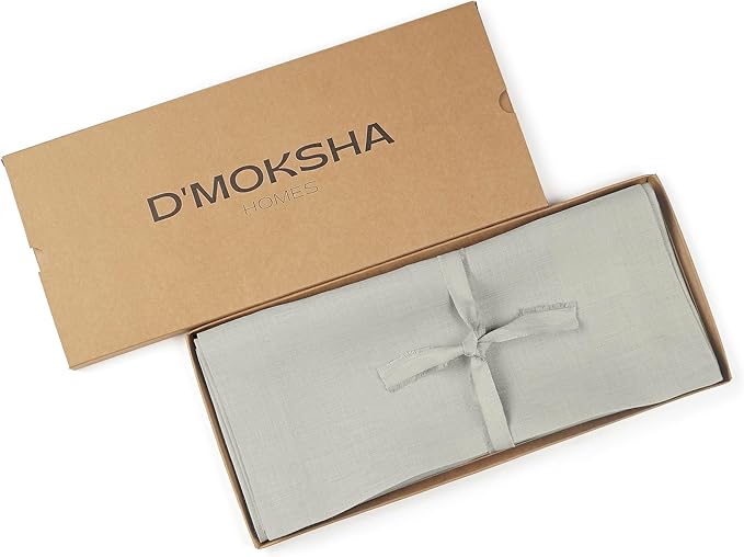 D'Moksha Homes Linen Table Runner 60 Inches - 100% Pure Linen Silver Grey Table Runner 14 x 60 Inch for Coffee Tables, Dresser, Winter, Holiday - Machine Washable