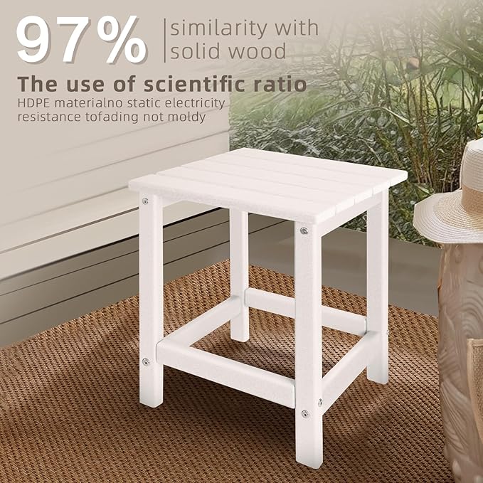 Outdoor Side Tables Adirondack, HDPE Small Table for Patio,Outside End Table for Porch, Deck, Pool, Weather Resistant/Easy Maintenance