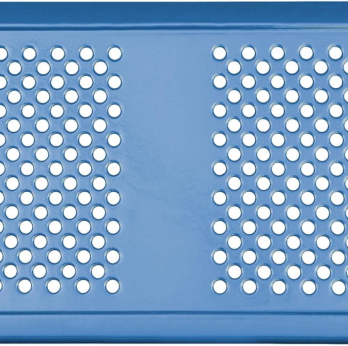 Global Industrial 72" Rectangular Picnic Table, Perforated Metal, Thermoplastic Coating, Attached Benches, 1-1/2” Umbrella Pole Hole, Outdoor-Rated, 1000 lbs Capacity, Blue