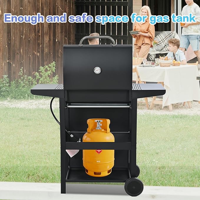 Endark Propane Gas Grill 3-Burner,26,000 BTU Stainless BBQ Grill with Porcelain-Enameled Cooking Grates,Built-In Thermometer,Includes Side Shelf and Wheels,Ideal for Backyard,Patio,Outdoor Cooking